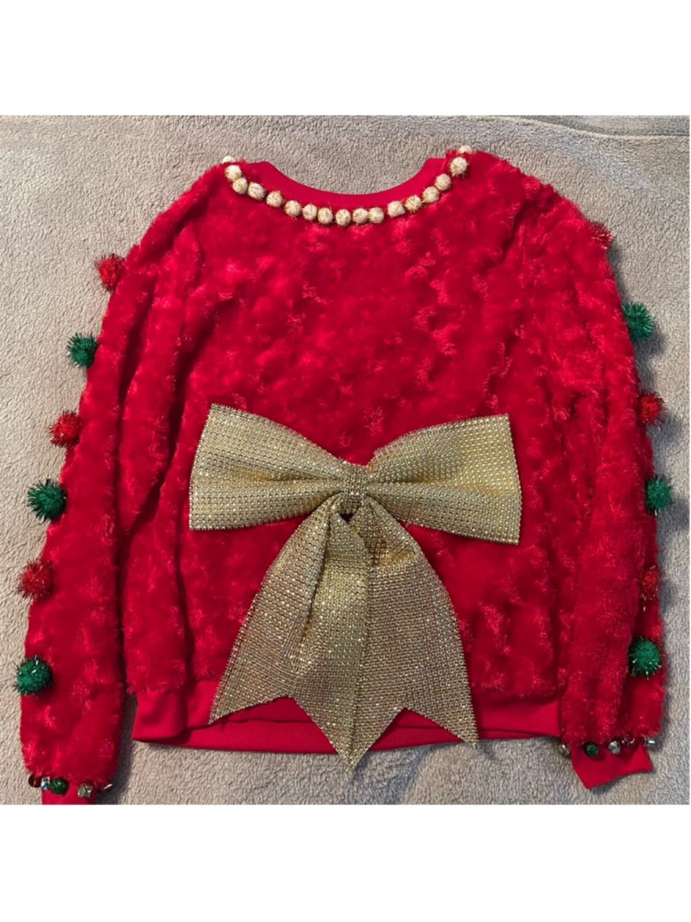 Custom “Ugly” Christmas Sweater, Girls Size XL (16) - Picture 2 of 2